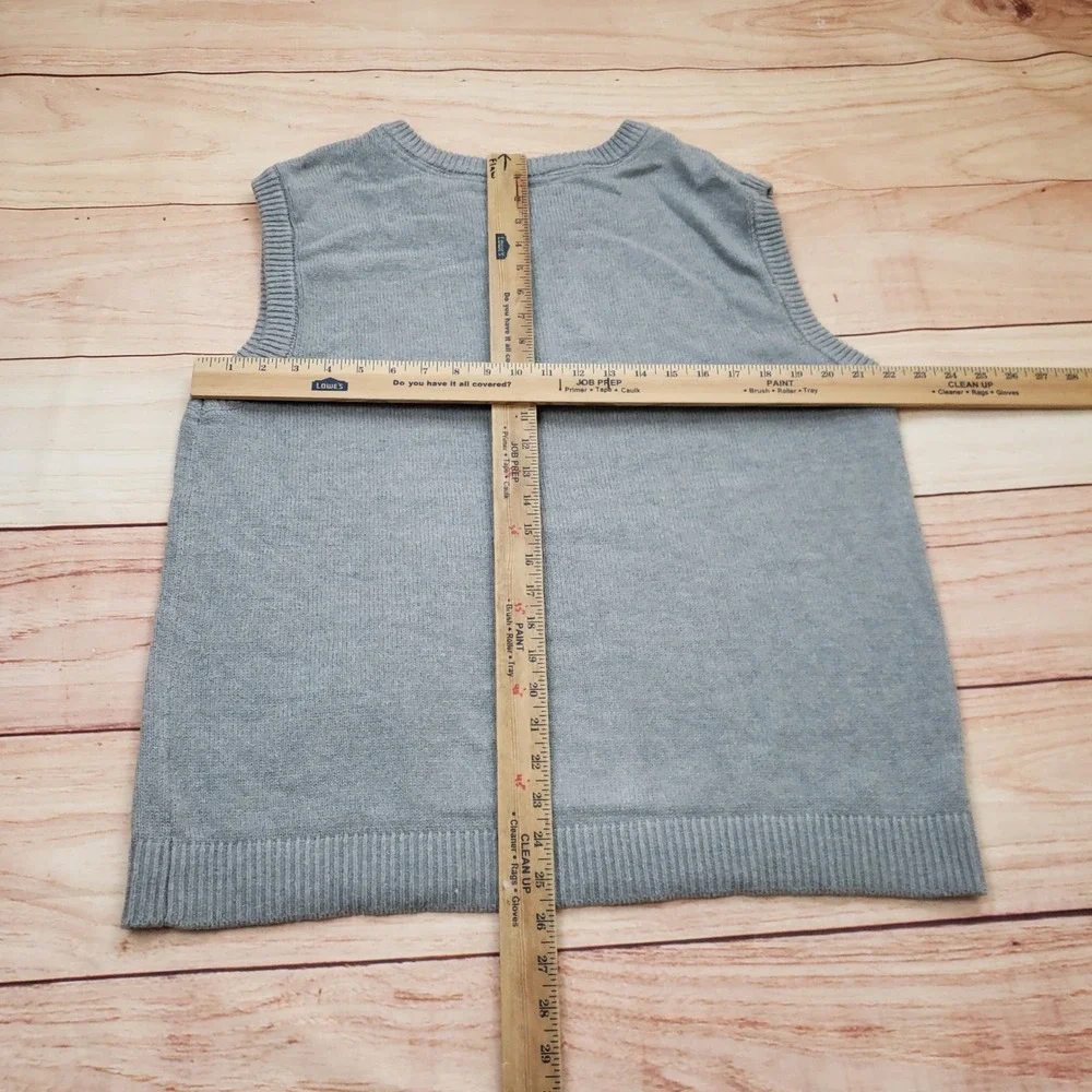 Flint &‎ Alder Sweater Vest Men Size L Gray V-Neck BCI Cotton Blend Knit Classic